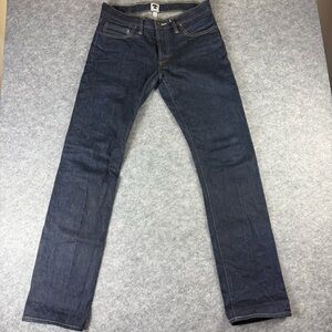 TELLASON JAPANESE SELVEDGE Slim Fit JEANS STITCHING MENS SIZE 33 DARK BLUE DENIM